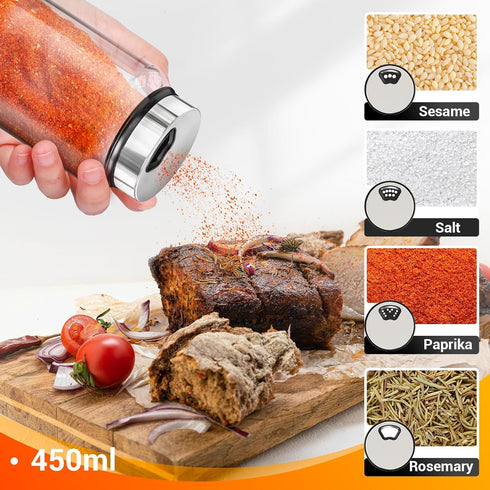 Set, 3 Pack 15 oz 136 1 1 Segarty Spice Jars with Label Large Glass Spice Jars with Shaker Lids, Clear Seasoing Bottles