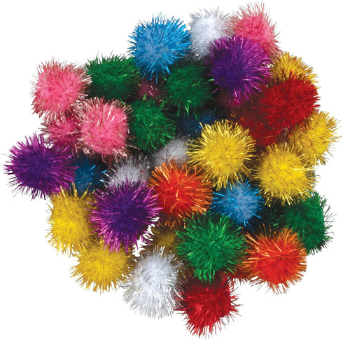 CHENILLE KRAFT 1 Inch Glitter Poms - 40 Pack