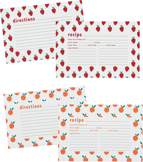 C.R. Gibson Fruit Double-Sided Recipe Card Set, 4" W x 6" L, Multicolor