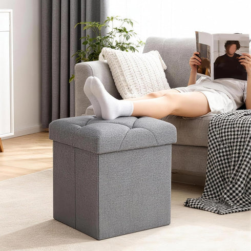 ZEUKMXOO Storage,35 Inches Grey15Wx15Dx15H Storage Ottoman Footrest Stool Small Ottoman with Foldable Ottomans Foot