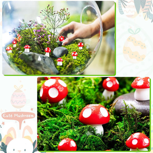 MGZTTHW 60pcs 0.7" 0.5" 0.4" Mini Resin Mushrooms for Crafts Tiny Fairy Garden Decor Little Fake Mushroom Miniatures