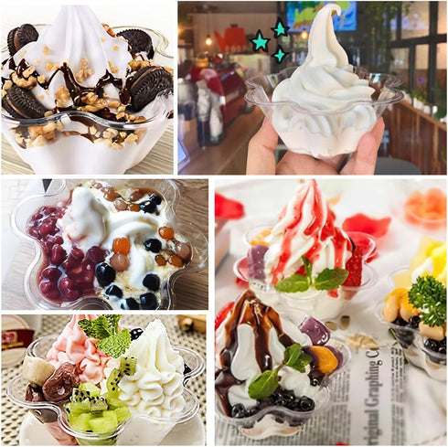TOFLEN 8 oz Dessert Cups with Spoons, 50 Pack Clear Plastic Small Party Serving Bowls for Sundae, Parfait