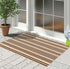 Front Outdoor Door Mat, 2'x3', Tan Black Striped, Machine Washable Cotton Layered Entryway Throw Rug