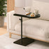 Livofloral Bamboo C Shaped End Table, 360 Rotatable TV Tray for Couch,