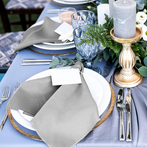 ANECO 12 Pieces Satin Napkins, Soft Dinner Napkins 17 x 17 Inches for Restaurant, Weddings, Party