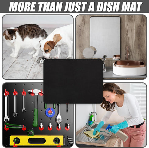 Hushee 2 Pack Extra Large Dish Drying Mat, 30 x 24 Inch Microfiber Absorbent Dish Pads for Countertop or Sink