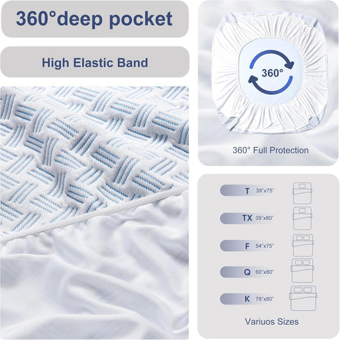 ACCURATEX Twin XL Mattress Protector - 100% Waterproof Breathable Cooling 3D Air Cover, 16'' Fitted Deep Pocket