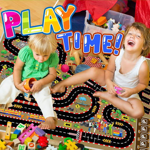 31''x47'' Kids Car Rug for Play Toy Cars, Race Track Play mat Carpet Kid Road Rugs for Playroom Classroom Kids