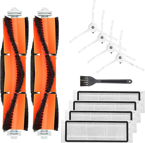 Replacement Accessories Kit for Roborock E25 E4 S5 S6, 10 Pack (2 Main Brush + 4 Side Brush + 4 Filter)