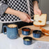 Ceramic 4 oz Ramekins, Tikooere Small Souffle Dishes Set of 6, Mini Baking Bowls for Dipping Sauce, Blue