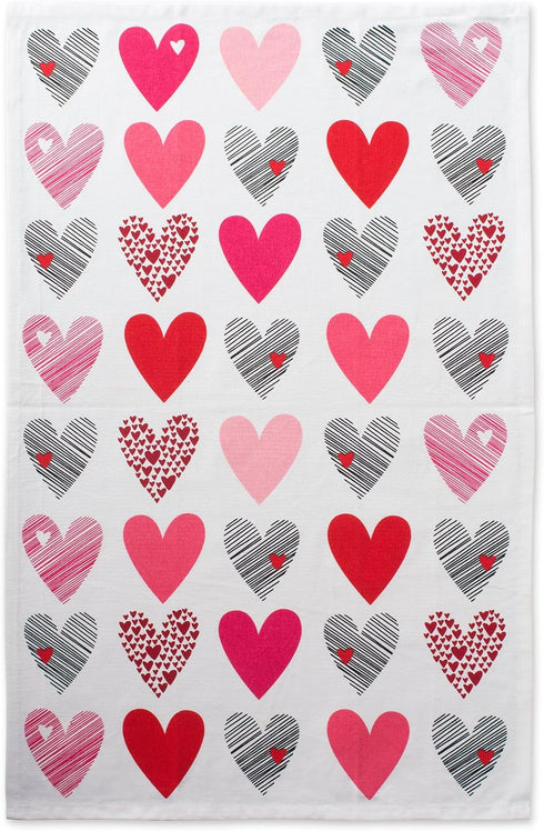 DII Valentine's Day Collection Kitchen Dishtowel Set, 2 Piece, 18x28, Hearts Collage