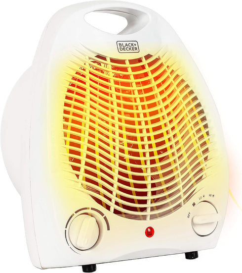 BLACK+DECKER Space Heater - Personal Heater for Office Desk, 3 Settings, Adjustable Thermostat, Black & White