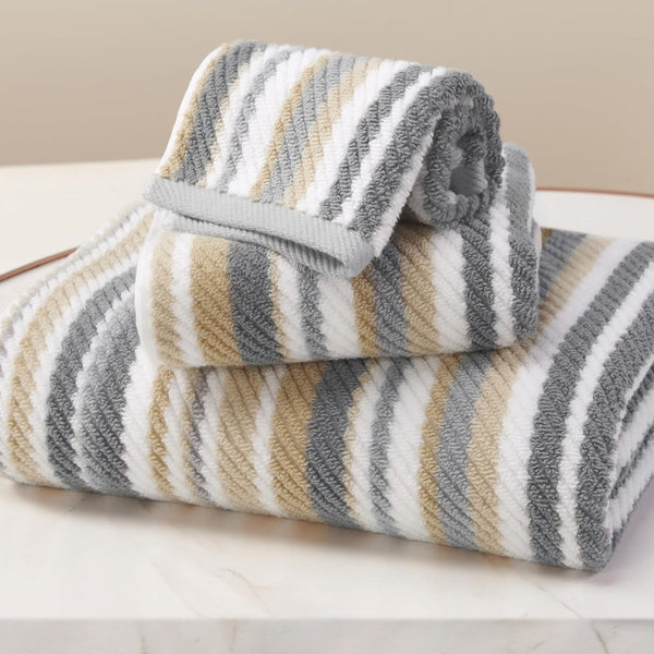 Cotton Towels Set of 3, 3PC Striped Towels - 100% Cotton &