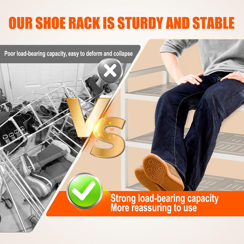 CCDVVD 3-Tier 200 LBS 9-12 28.7" 9.8" 19.7" Closet, Heavy Duty Metal Shoe Rack, Load Capacity, Sturdy Free Standing