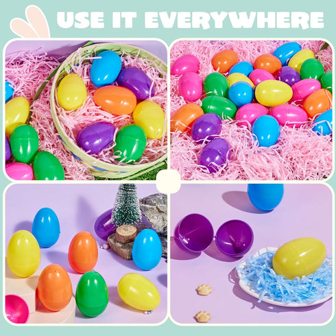 3.15" 264PCS JOYIN Easter Eggs, Fillable Plastic Eggs Empty Colorful Bright Eggshells with Hinge for Easter Hunt