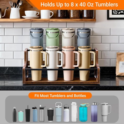 YQBRAO 2-Tier Liquor Bottle Display Shelf, Coffee Syrup Rack Organizer, Water Bottle Organizer, Mini Bar Cabinet