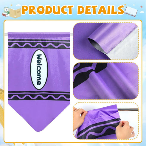 6 36" 24" Pcs Classroom Rainbow Curtains Decorations Back to School Colorful Crayon Curtains Classroom Supplies First