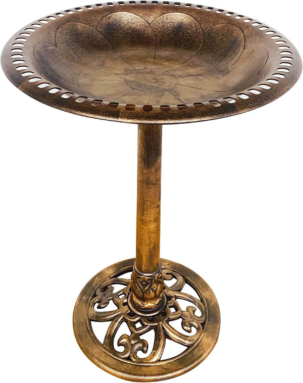 Birdbath Vintage Bronze 28" Height Pedestal Bird Bath Antique Outdoor Garden Decor