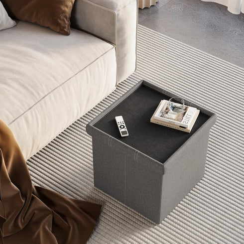 15 inches 300lbs, YOUDENOVA Storage Ottoman Cube, Foldable Storage Boxes, Padded Seat for Dorm Living Room, Support