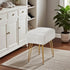FUXA 4 Vanity Stool Chair with Storage, White Faux Fur Makeup Chair with Metal Legs and Anti-Slip Feet, Soft Padded
