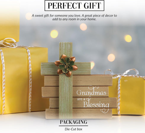 Pavilion Gift Company Simple Spirits Cross Plaque, Grandmas are A Blessing, 6 Inch, Solid Green