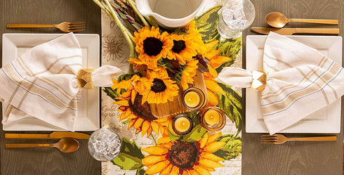 DII Spring & Summer Table Runner, 14x108, Rustic Sunflowers Print Table Top Décor Collection