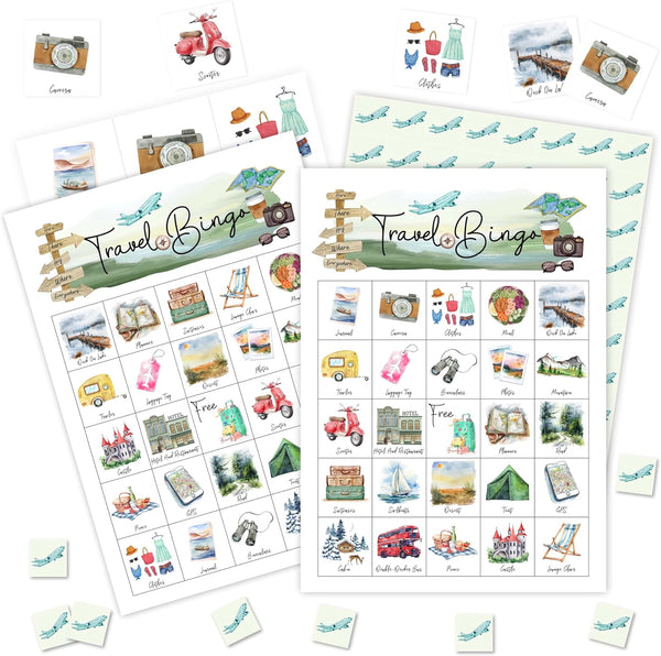 Fahdatzh Travel Games Bingo Cards, Journey Theme Bingo Game, Trip Game for Family