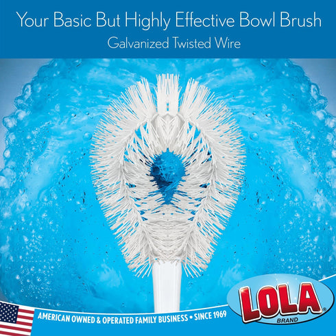 4 Pack, LOLA Toilet Bowl Brush w/Curved Head, Coated Wire, Durable Poly Bristles, Reaches Under Toilet Bowl Rim