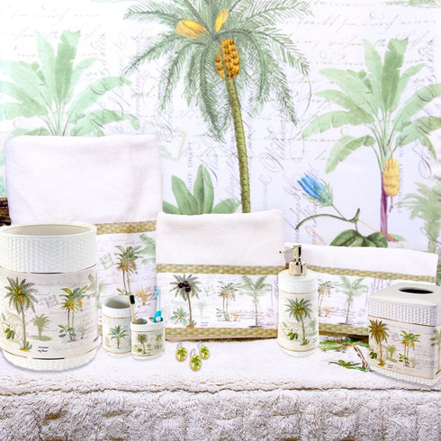 Avanti Linens Colony Palm Collection - Ceramic Toothbrush Holder, Tropical Inspired Bathroom Accessories