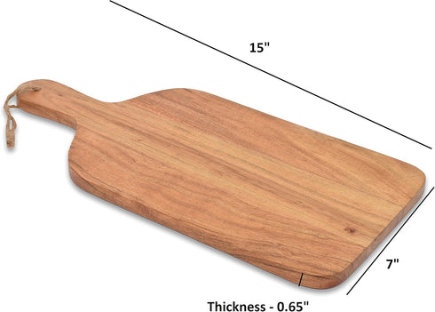 Acacia Wood Paddle Cutting Boards for Kitchen, Cheese, Food Serving Tray, Charcuterie Boards (15" x 7" x 0.65")