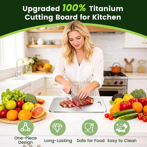 Board,100% Fruit(18L*12W) Titanium Cutting Pure Titanium Cutting Boards for Kitchen, Double-sided Food Grade Cutting