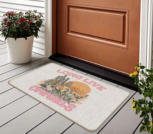 Western Door Mat,Long Live Cowgirls Cowgirl Front Door Mat Indoor Outdoor Entrance,Western Cowgirl Dorm Room Decor,17"X30" by Lacosu