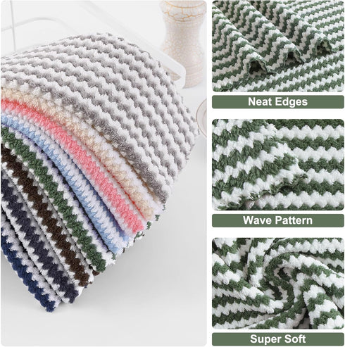 12 Pack 10 10 inches, Homaxy Kitchen Dish Cloths, Ultra Soft and Absorbent Dish Towels, Reusable Fast Drying Microfiber