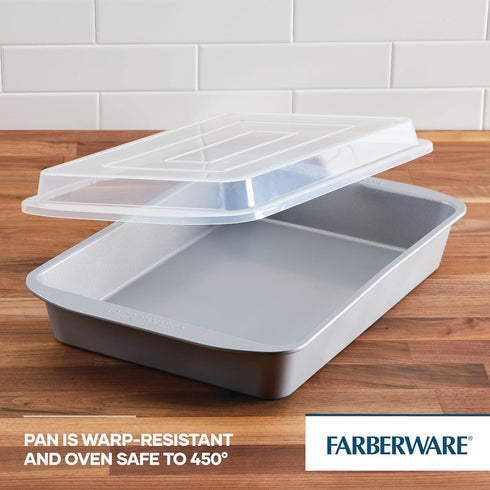 Farberware GoldenBake Nonstick Baking Pan with Lid, Rectangle, Insulated, 9 Inch x 13 Inch, Gray
