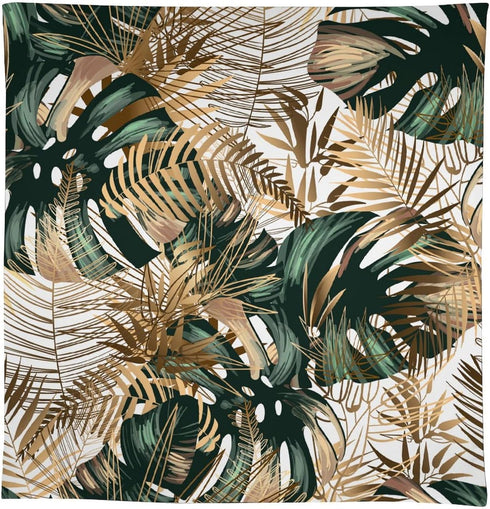 JanJCurt Summer 60x90in Tropical Palm Leaves Tablecloth, Hawaii Golden Green Tropical Leaves Botanical Table Cover