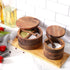Acacia Wood Salt and Pepper Bowl, Nature Wood Salt Cellar with Built-in Spoon and Magnetic Swivel Lid (Single