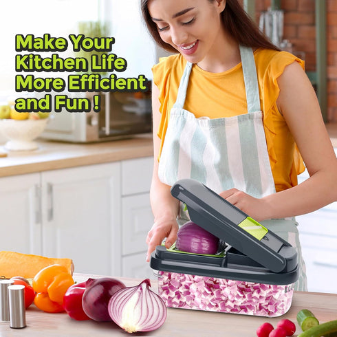 Yusshn Chopper,12-in-1 7 Vegetable Multifunctional Food Chopper,Professional Onion Chopper with Blades,Vegetable Cutter
