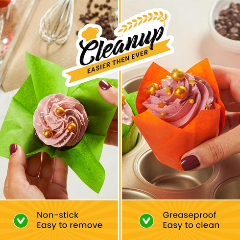 Tulip Cupcake Liners, 160pcs Muffin Liners for Baking by Baker’s Signature, Sturdy, Greaseproof, Easy to Use