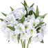 Alstroemeria Artificial Flowers, 18 Long Stems Faux Bouquet Silk Petals for Wedding Decoration, 4pcs (White)