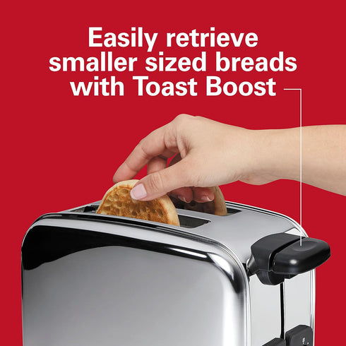 Hamilton Beach Retro Toaster - 2 Slice, Polished Stainless Steel, Wide Slots, Sure-Toast Technology, Bagel & Defrost