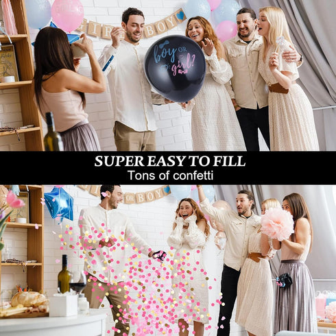 Thickened Gender Reveal Balloon - 2pcs Confetti Balloons with Pink and Blue Confetti – 36 Inch for Photos
