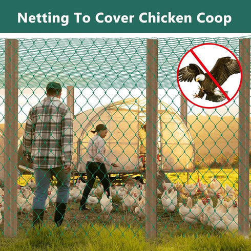 Bird Netting for Chicken Coop, Poultry Netting Over Chicken Run & Chicken Pen, Heavy Duty Nylon Nettings Reusable