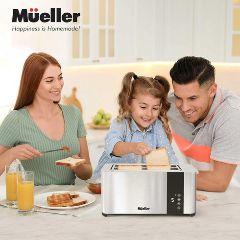 Mueller UltraToast Full Stainless Steel Toaster, 4 Slice with Long Extra-Wide Slots and 6 Browning Levels