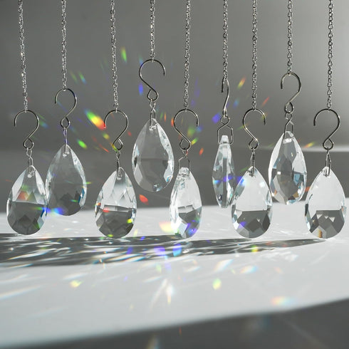 10pcs Crystal Sun Catcher, 38mm Hanging Clear Teardrops Chandelier Crystals Parts Prisms