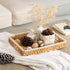 Counter, StorageWorks Rectangle Decorative Trays for Home Decor Farmhouse, Wicker Coffee Table Tray Decor with Wooden