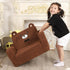 2-in-1 MOMCAYWEX Kids Sofa, Flip-Out Foam Couch, Soft Play Lounge Chair for Toddlers and Children, Brown