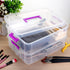 JUXYES 2-Tiers Stack Carry Storage Box, Transparent Stackable Storage Bin with Handle for School Office
