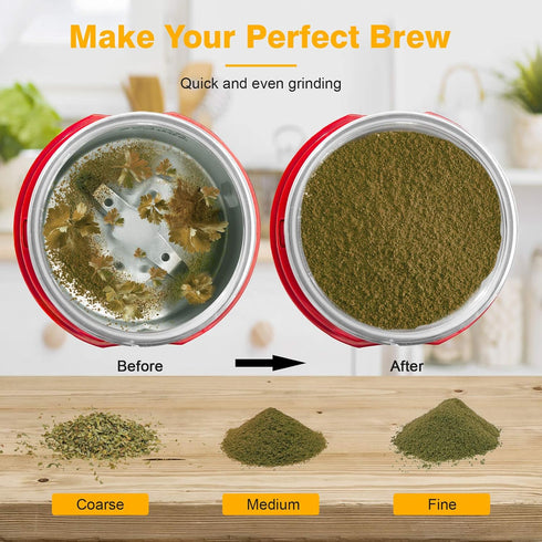 Turimon Electric Herb Grinder, Large Herbal/Coffee Mill/Crusher for Spice and Herbs - Black - 4.2 oz Capacity with Brush