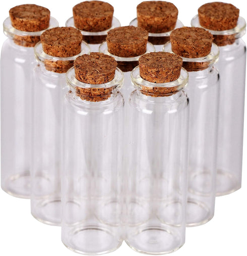 MaxMau 24 Sets Tiny Vials 15ml Mini Glass Bottles with Cork Stoppers for Wedding Favors Art Crafts DIY Decoration