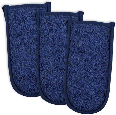 DII Basic Terry Collection Quilted 100% Cotton, Nautical Blue, Pan Handle, 3 Piece